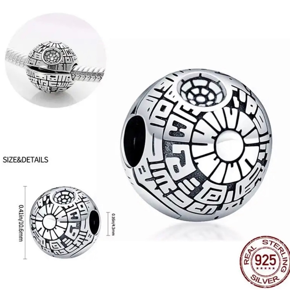 NWOT Star Wars Death Star Clip Stopper Charm Sterling Silver 925